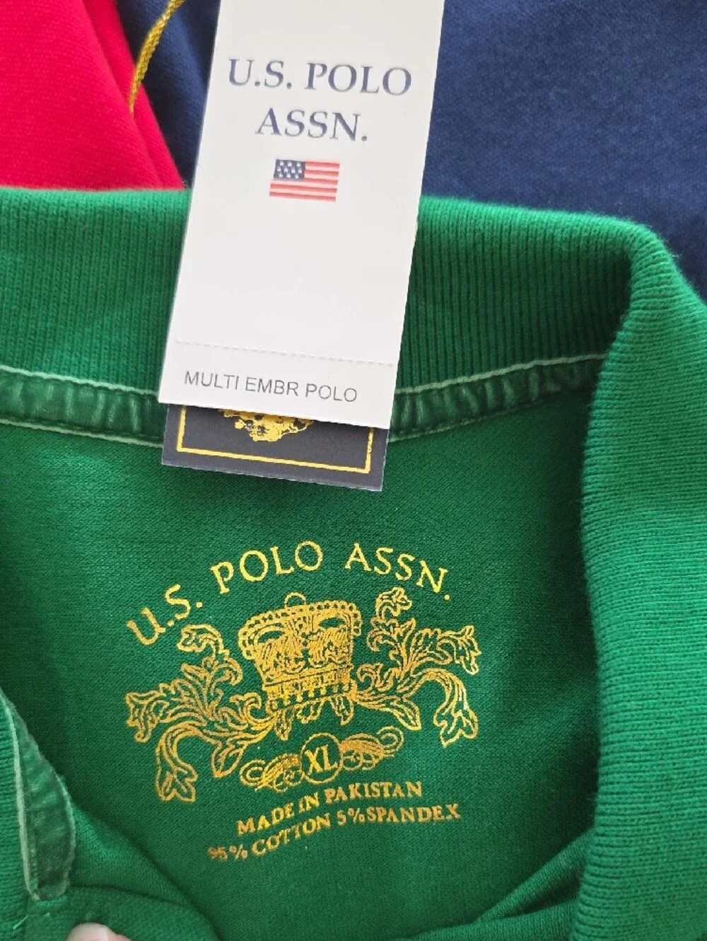 U.S. Polo Assn. Classic Polo Shirts in Red, Green & Navy 3 Pack New With Tags XL